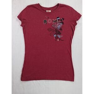 Roxy Paradise VTG Red Babydoll Cap Sleeve Large Tshirt